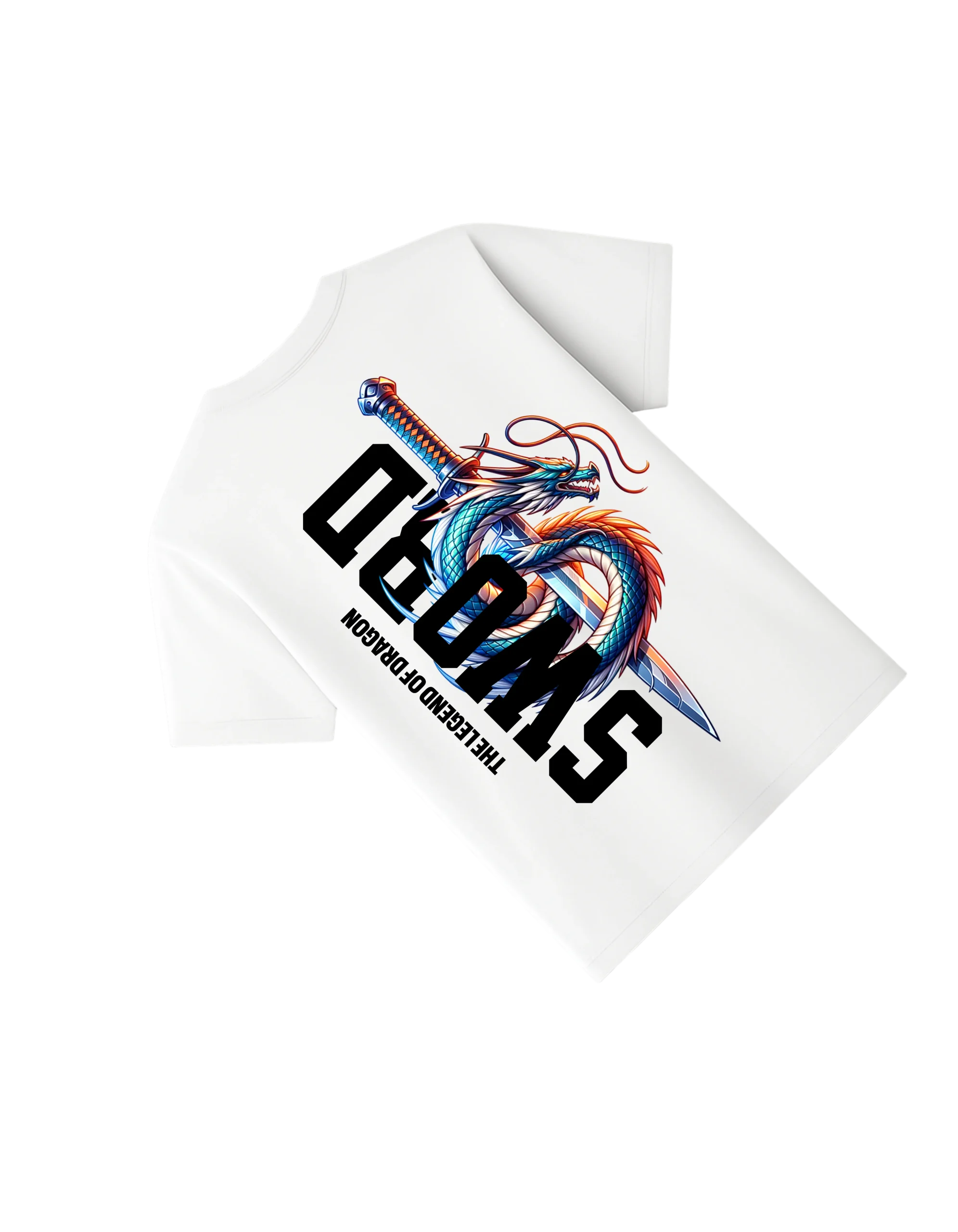 Oversized White T-Shirt – Dragon Sword Legend Art