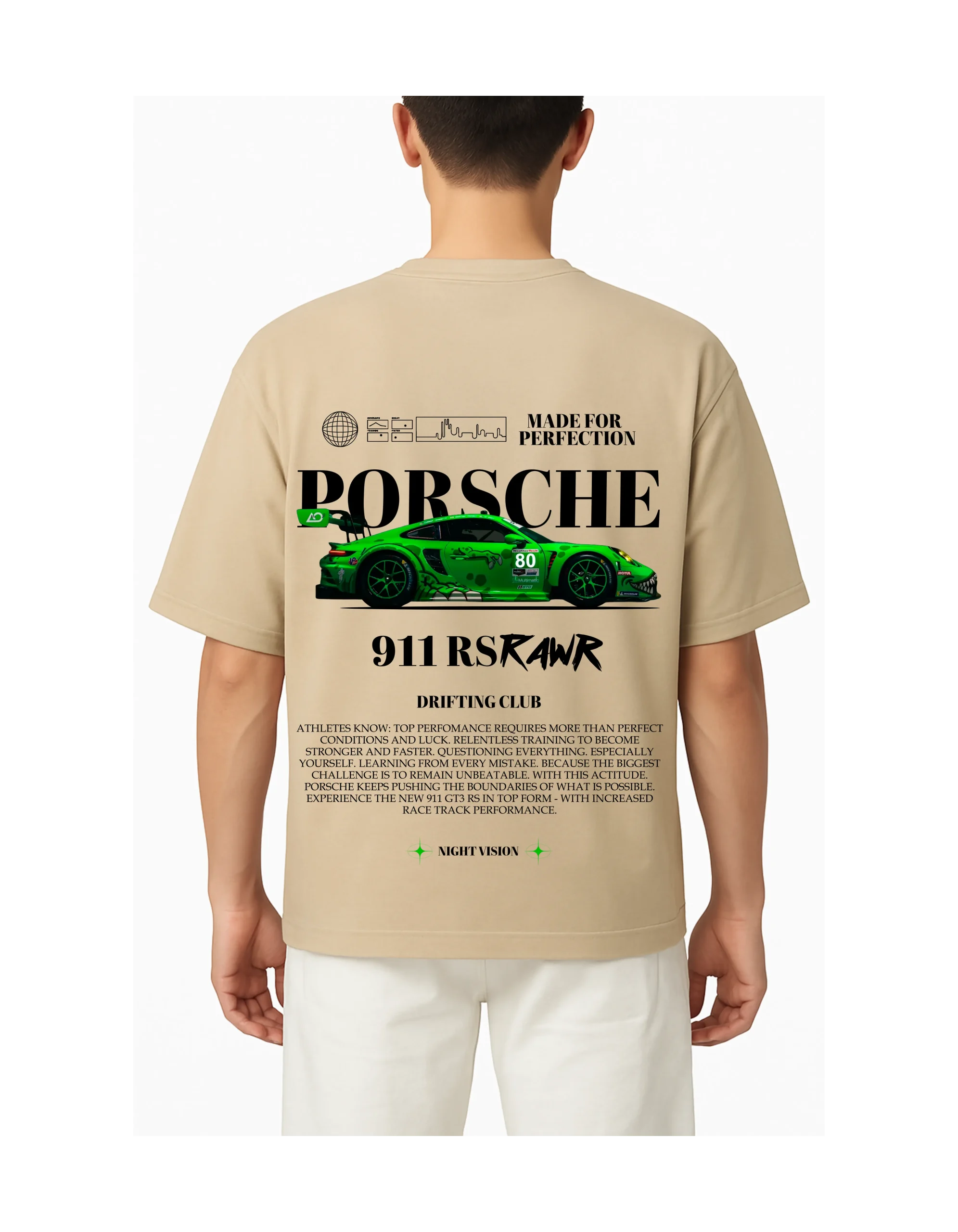 Oversized Beige T-Shirt – Made For Perfection Typography